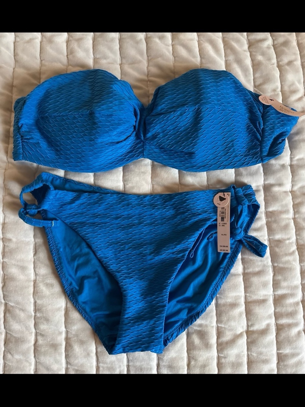 Victoria's Secret Royal Blue Textured Bandeau Bikini